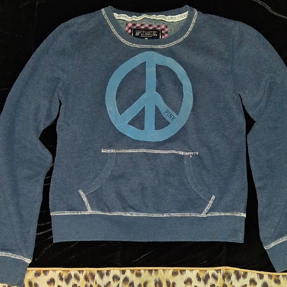 PINK Victoria's Secret Navy and Pink Logo Pullover